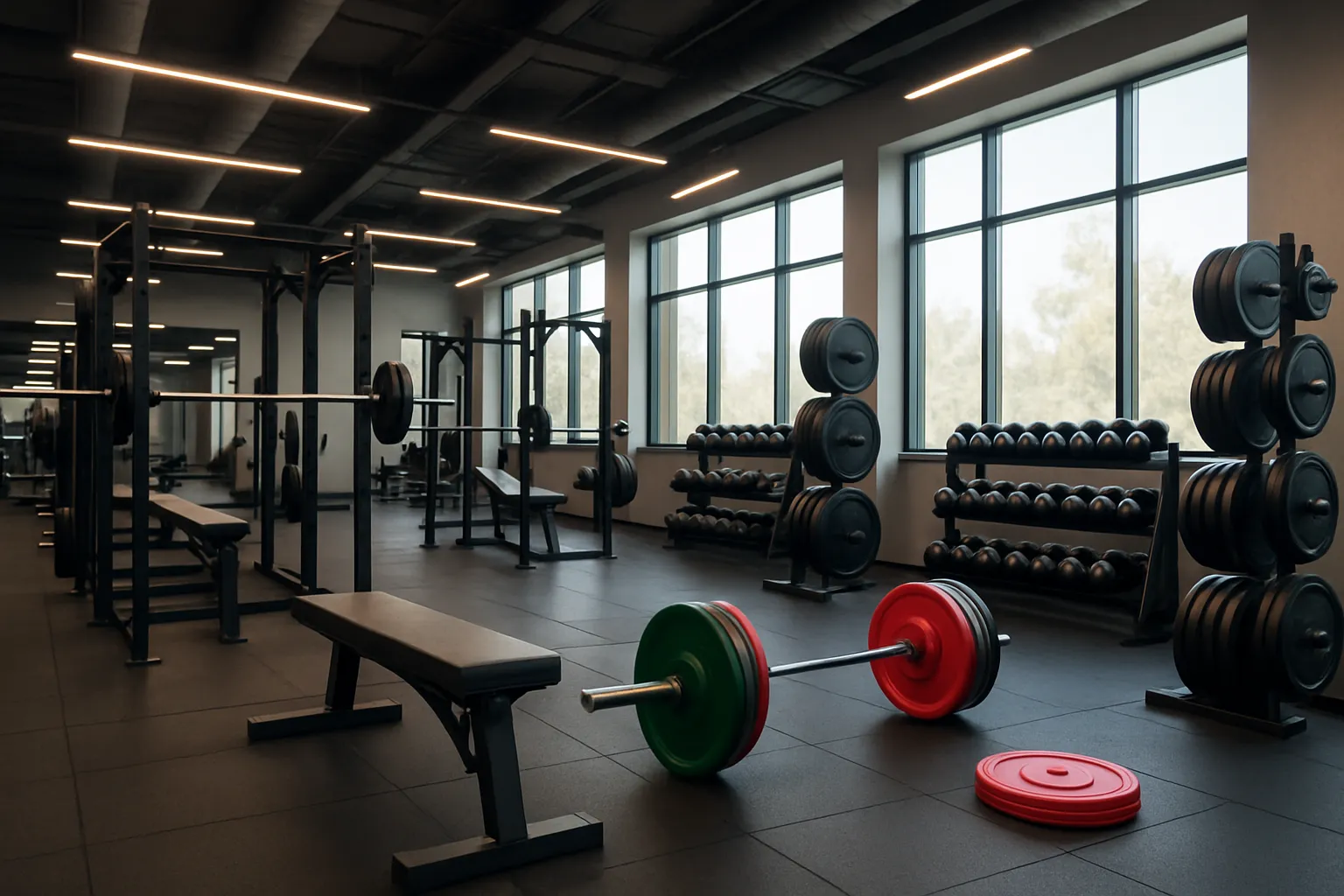 Academia e Estilo de Vida Ativo Academia moderna com equipamentos de musculação representando estilo de vida ativo para acelerar metabolismo