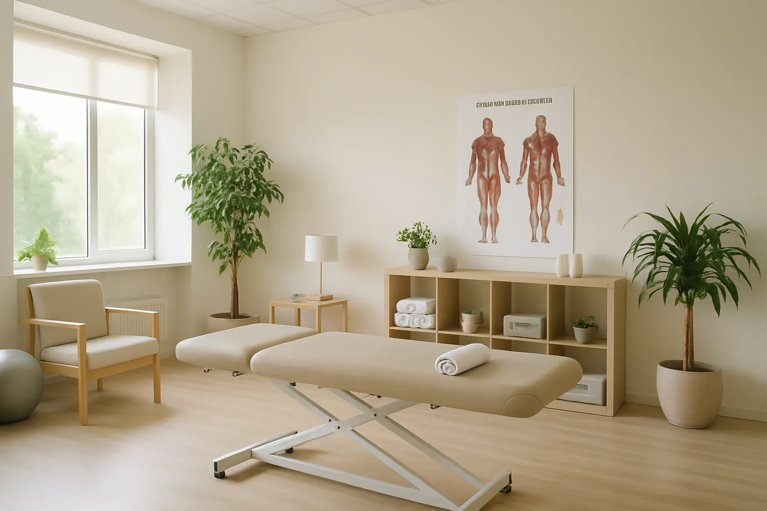 Ambiente de Recuperação e Bem-estar Ambiente tranquilo de clínica de fisioterapia preparado para tratamentos de laserterapia