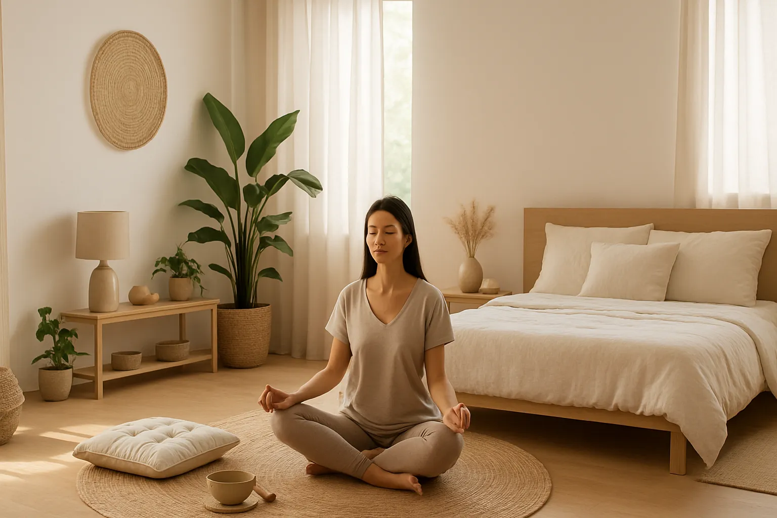 Ambiente tranquilo e organizado promovendo relaxamento e redução natural do estresse