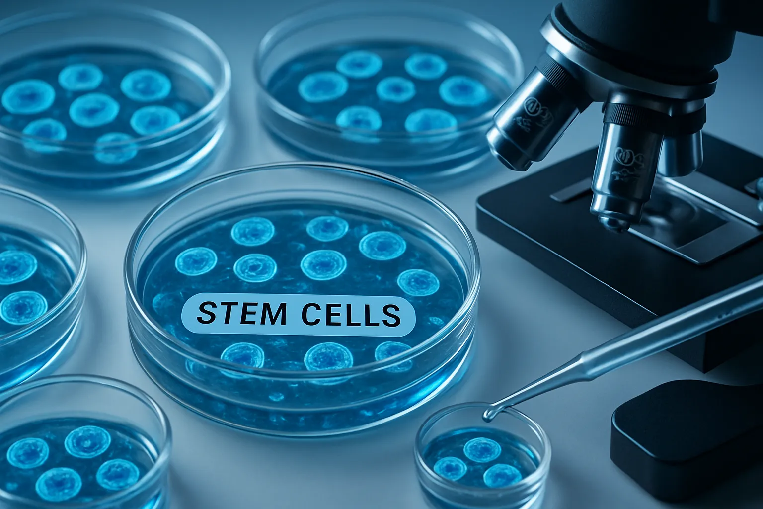Células-tronco sendo cultivadas em laboratório especializado para terapia regenerativa