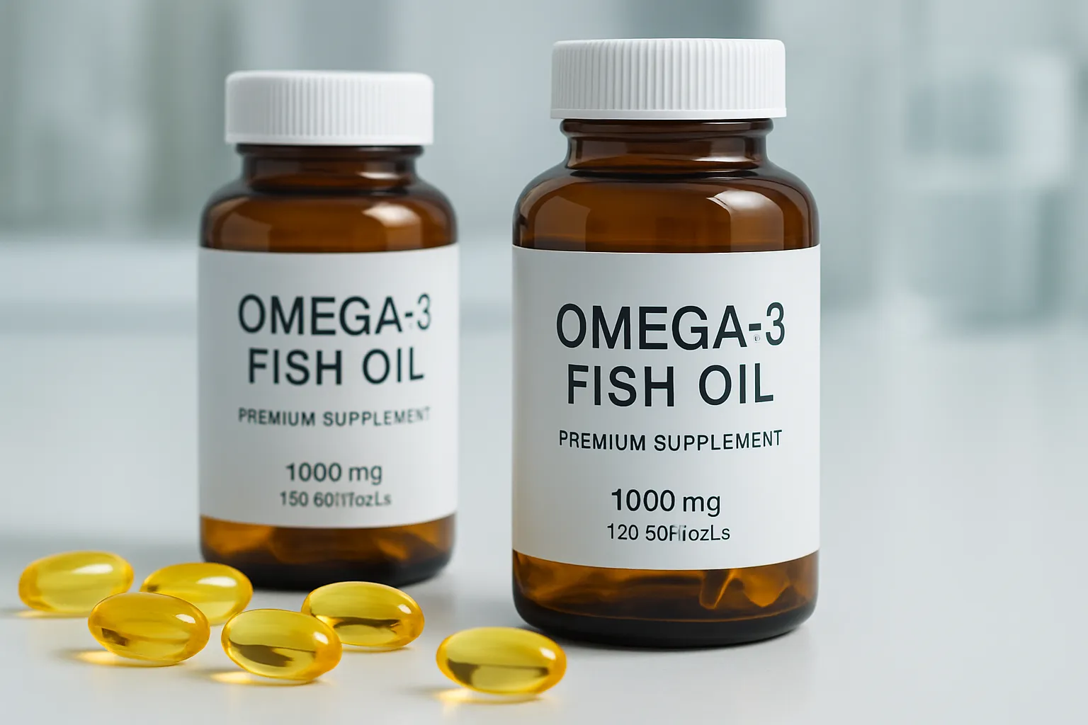 Cápsulas de ômega 3 de alta qualidade em apresentação farmacêutica profissional