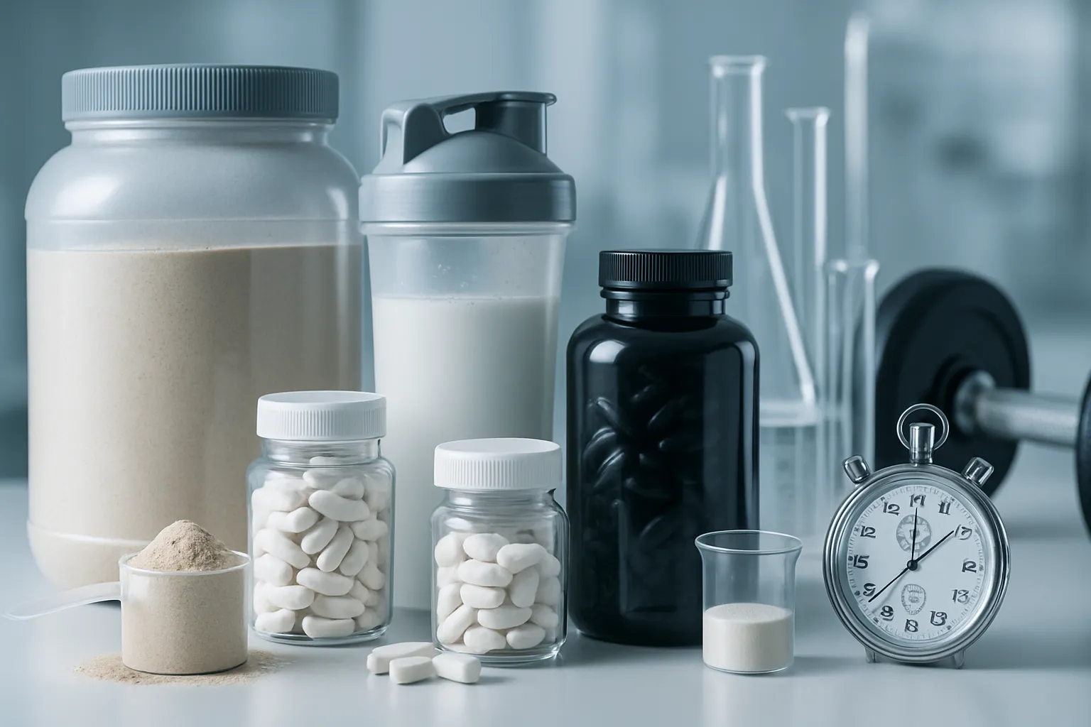 Arranjo científico de suplementos esportivos, nutrientes e produtos para periodização nutricional de atletas