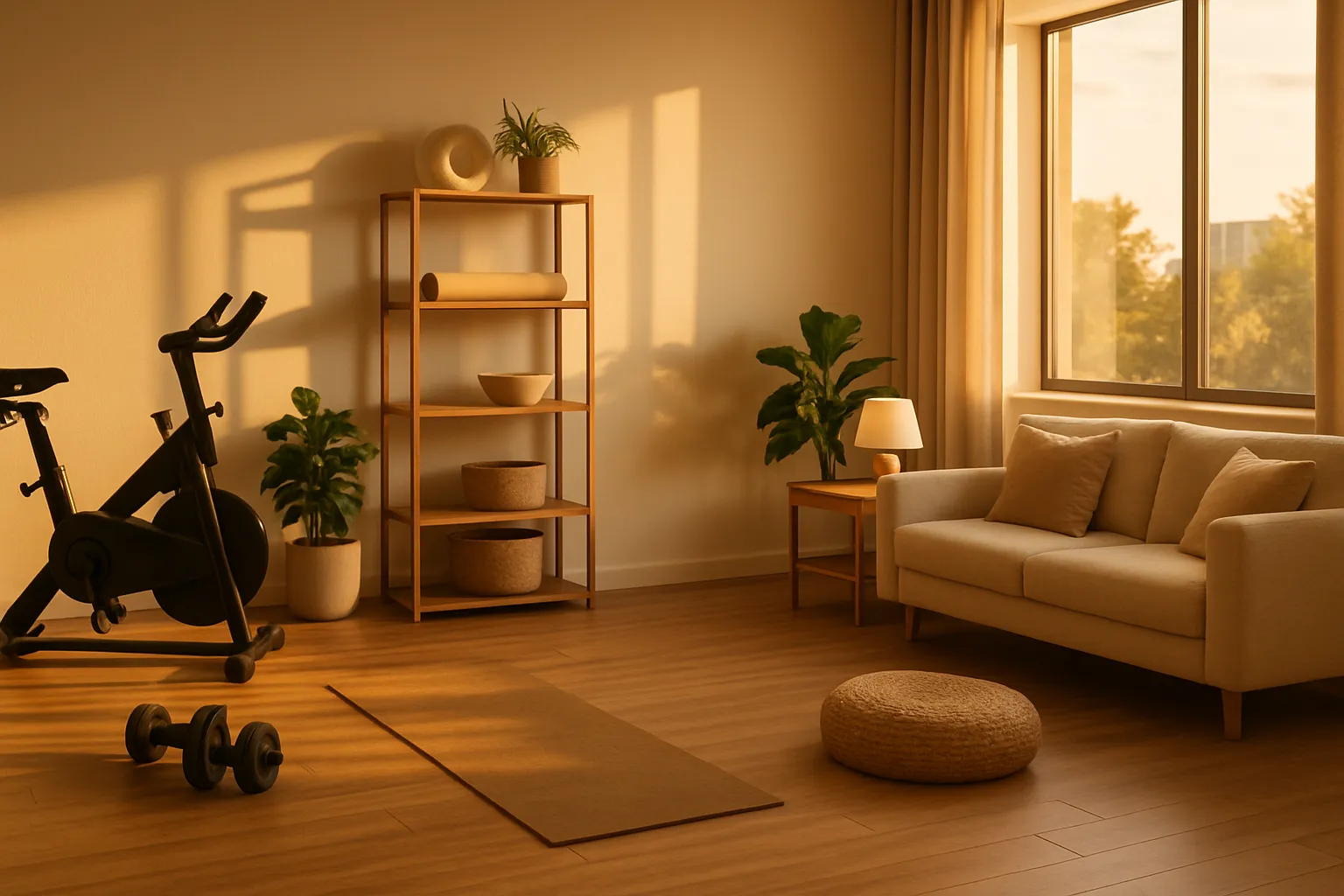 Ambiente Ideal para Tratamento com GHK-Cu Sala de estar focada em bem-estar com equipamentos para cuidados da pele e ambiente sereno para tratamentos de regeneração