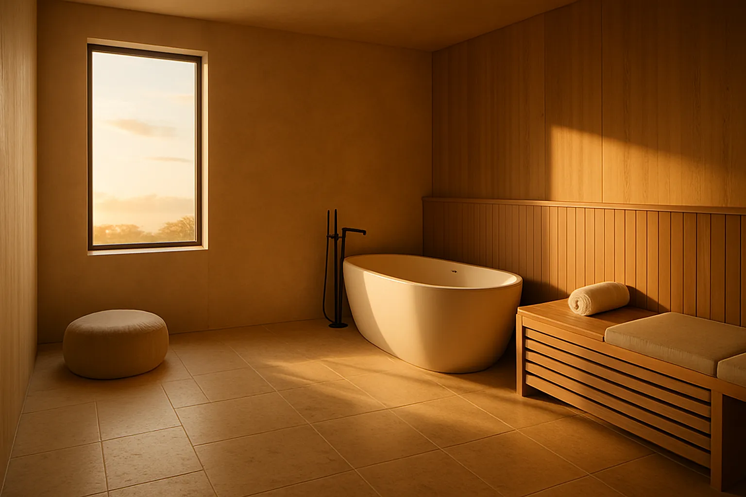 Ambiente de Spa Doméstico para Recuperação Banheiro moderno com banheira e área de relaxamento para terapias de recuperação