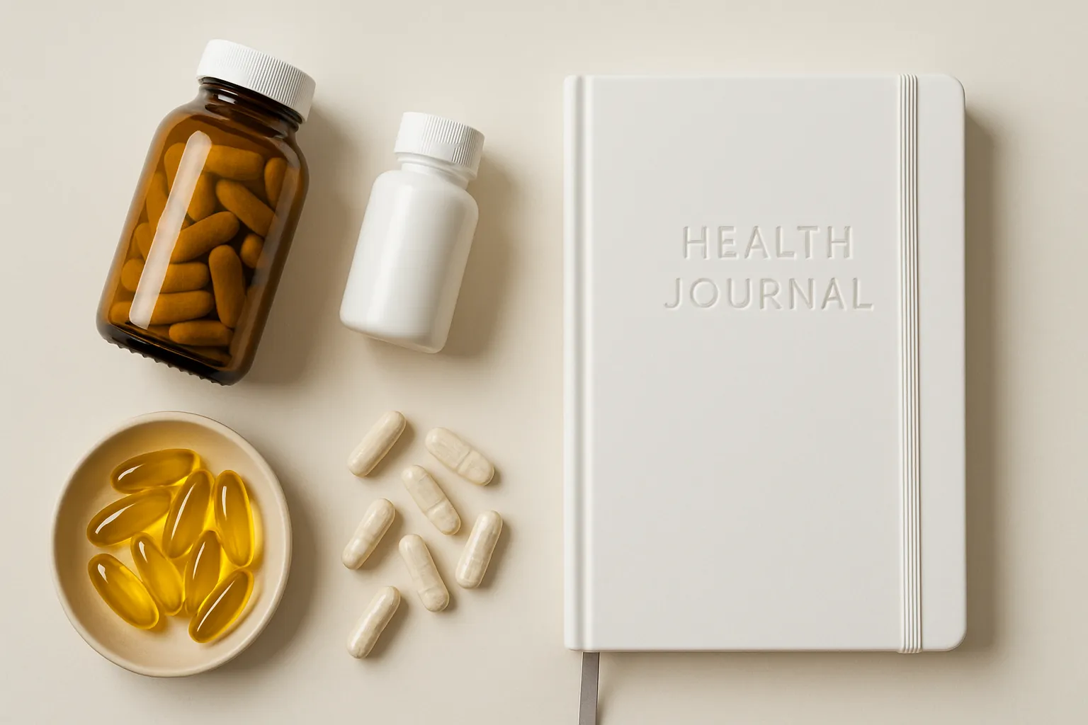 Ferramentas para Modulação Natural do mTOR Elementos essenciais para modulação natural do mTOR: suplementos, cronômetro para jejum e materiais educativos