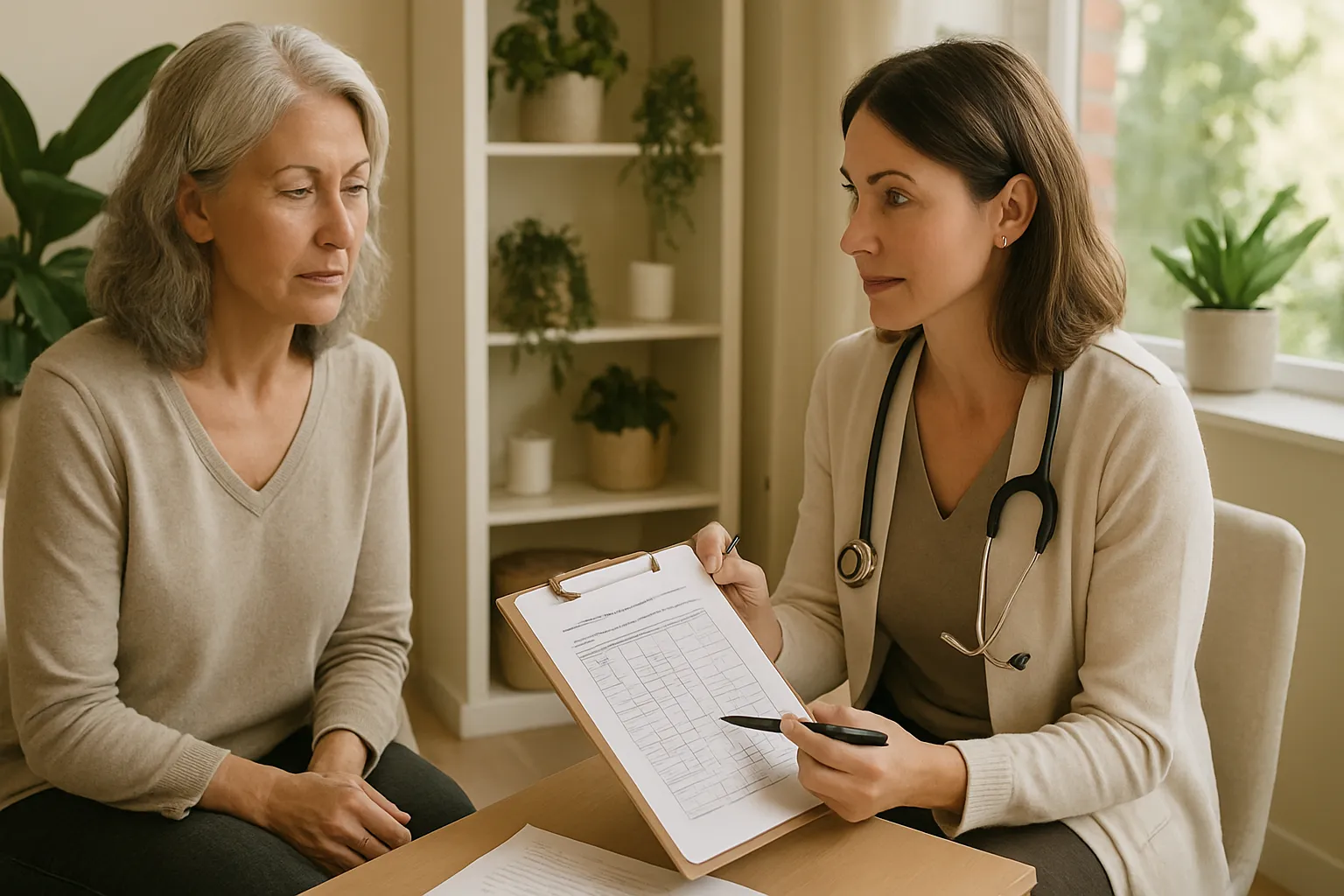 Consulta médica mostrando acompanhamento personalizado para ajuste gradual de dosagem de medicamentos para emagrecimento, com foco em tolerabilidade e segurança