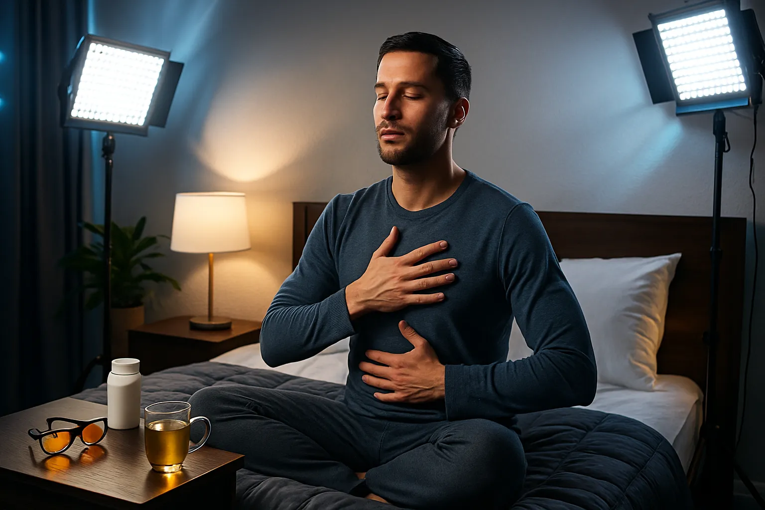 Hábitos Noturnos para Regulação do Sistema Nervoso Rotina noturna de regulação do sistema nervoso com técnicas de respiração e ambiente otimizado para normalização do cortisol e restauração da função tireoidiana