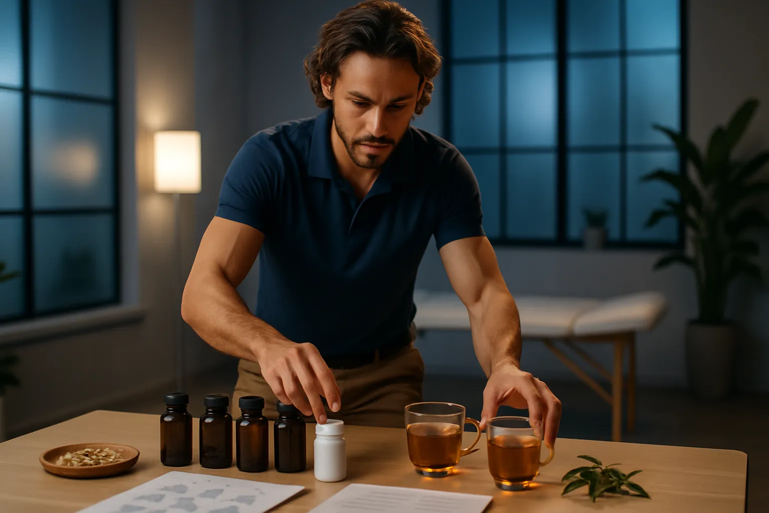 Profissional de saúde preparando protocolo personalizado para reduzir cortisol noturno e permitir liberação adequada de hormônio do crescimento