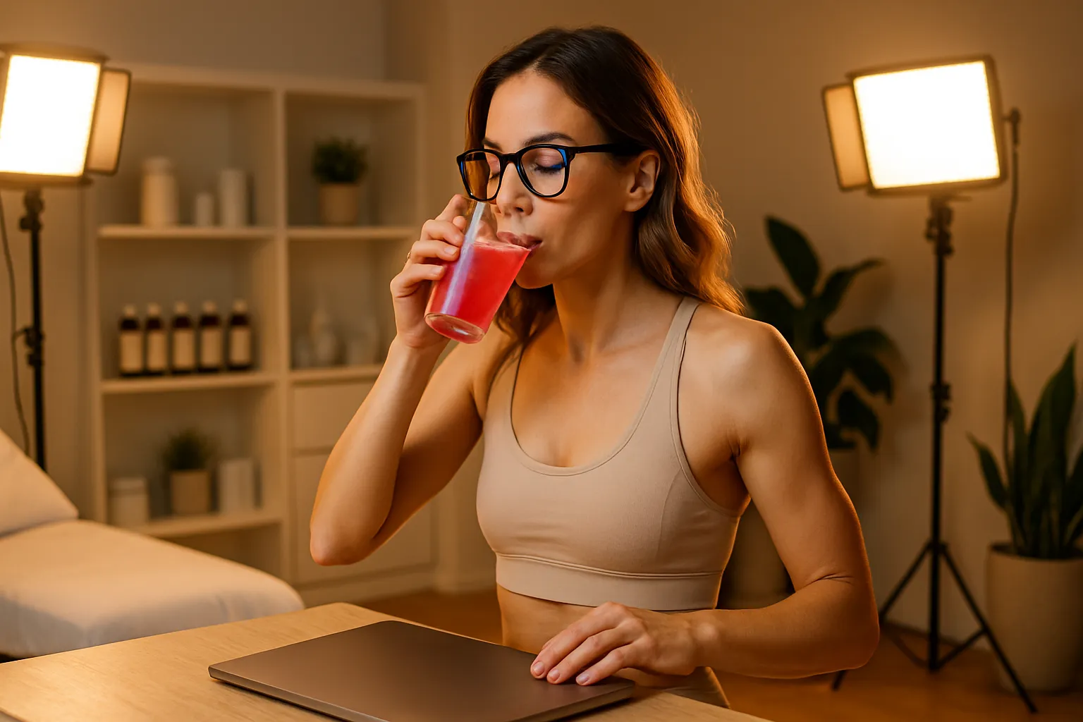 Mulher realizando rotina noturna para estimular produção natural de hormônio do crescimento através de hábitos de sono adequados