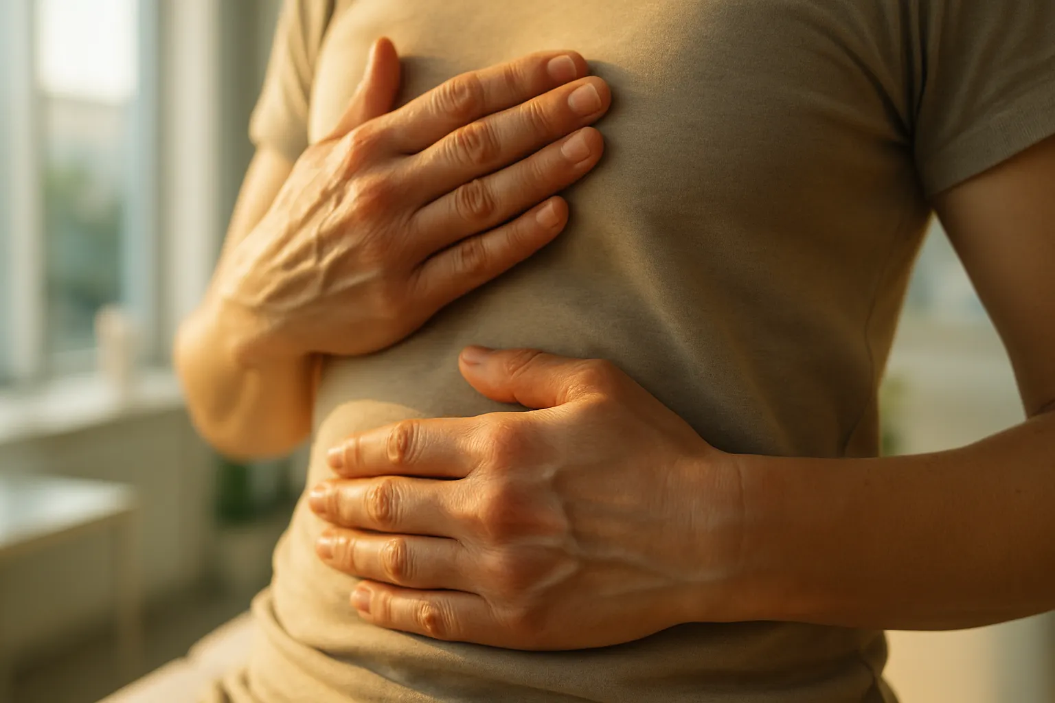 Técnica de Respiração Profunda Sincronizada Detalhe em macro de técnica de respiração diafragmática profunda, prática comportamental que estimula a liberação natural de ocitocina