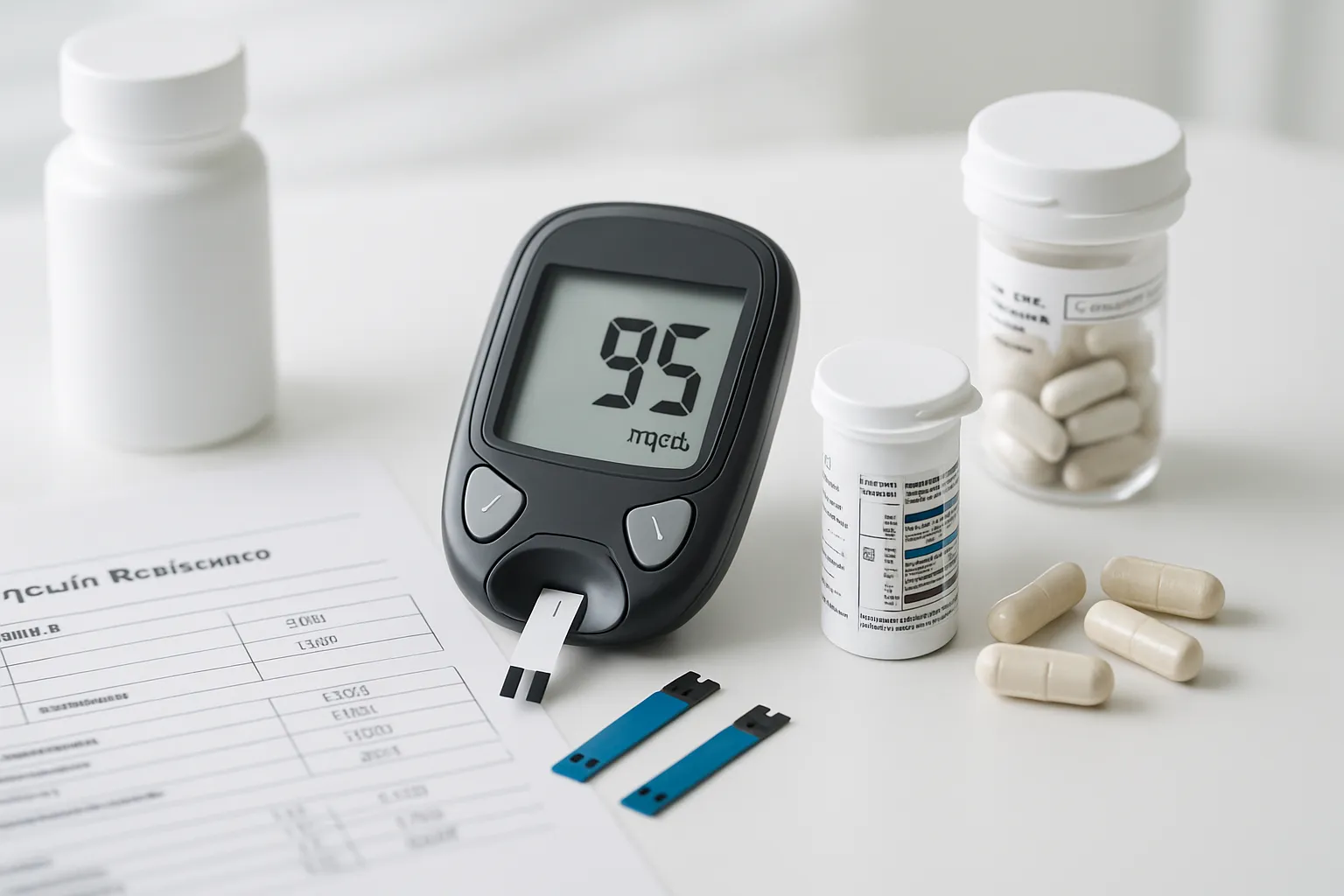 Kit de teste de resistência à insulina com medidor de glicose e marcadores metabólicos para diagnóstico de SOP