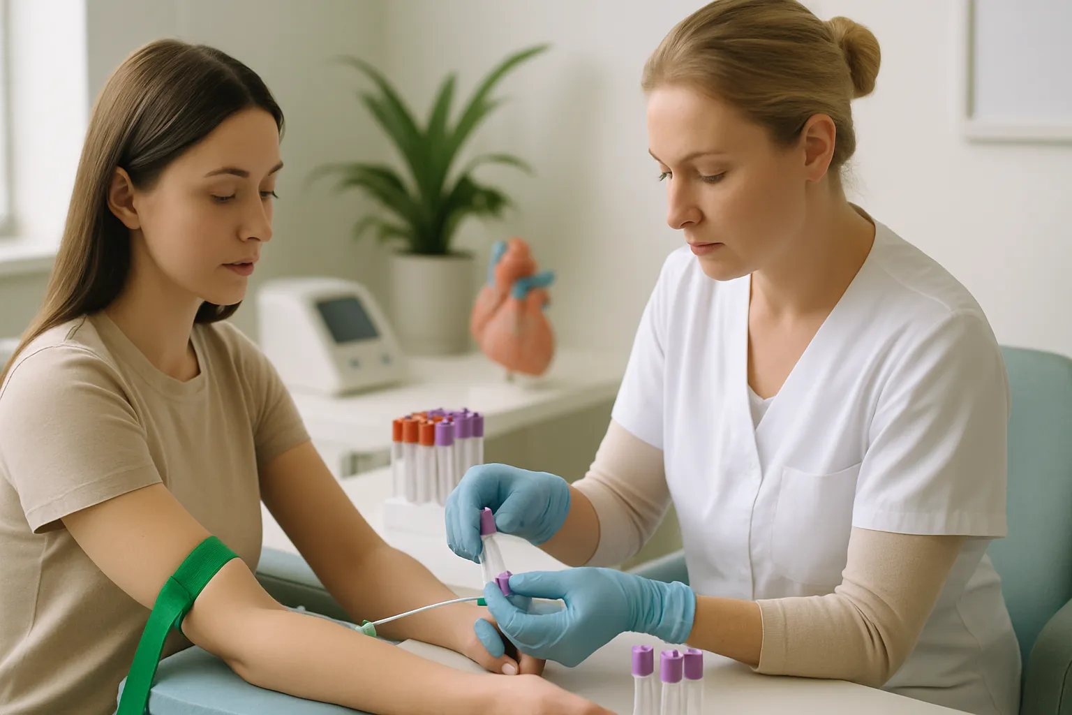 Coleta de sangue para exame de homocisteína, marcador cardiovascular frequentemente ignorado em check-ups de rotina