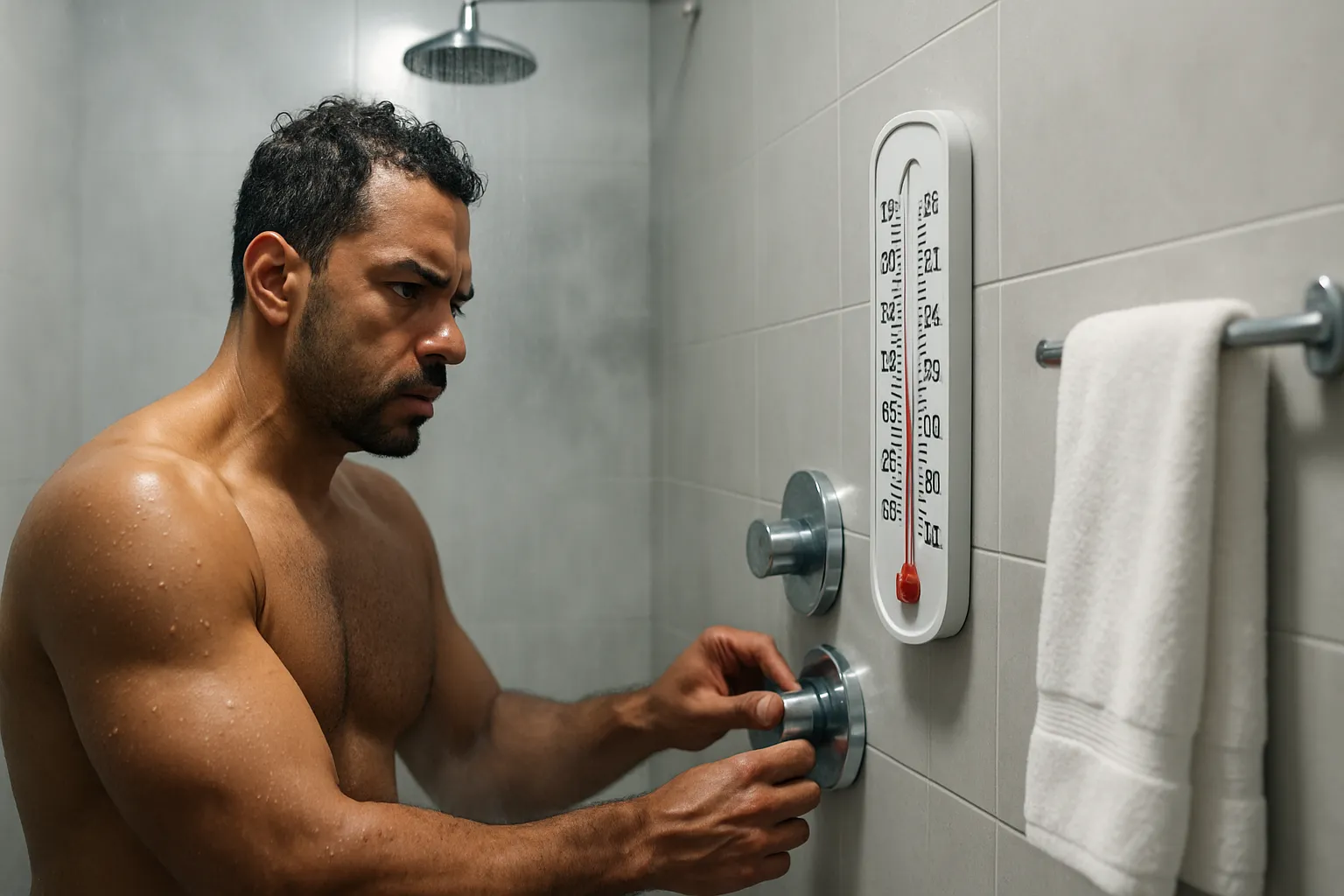 Pessoa preparando protocolo de exposição ao frio controlado através de banho frio para ativação metabólica