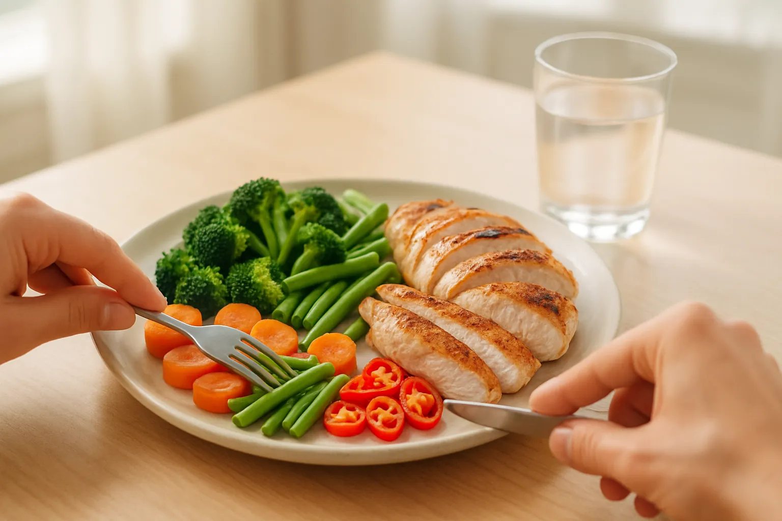 Refeição saudável e balanceada incorporando pimenta fresca para promover saciedade, controle de apetite e benefícios anti-inflamatórios da capsaicina