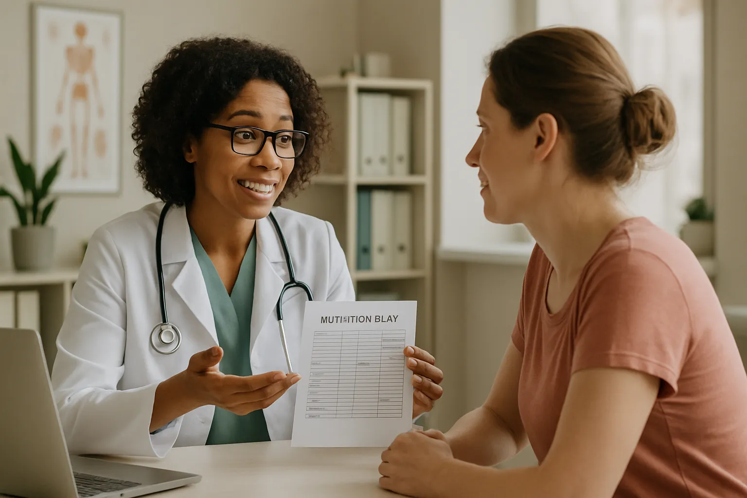 Médico conversando com paciente sobre estratégias para superar o efeito platô no emagrecimento, demonstrando acompanhamento profissional personalizado
