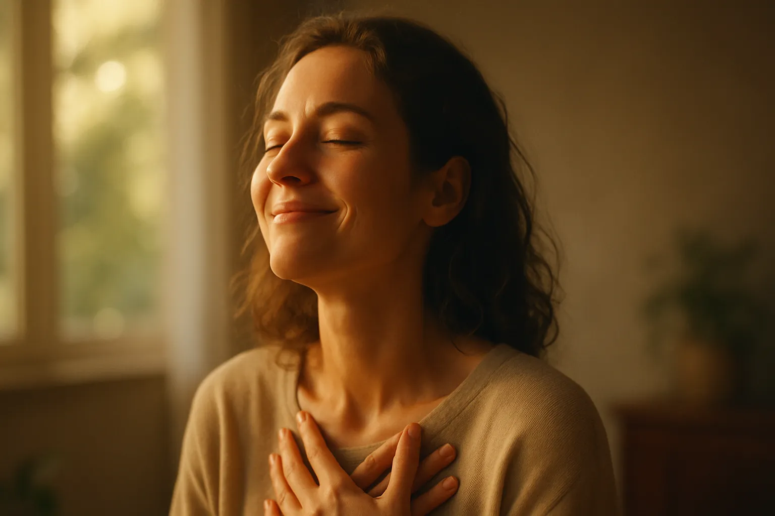 Pessoa em momento de renovação emocional e bem-estar mental, representando a jornada de superação da depressão através de métodos naturais