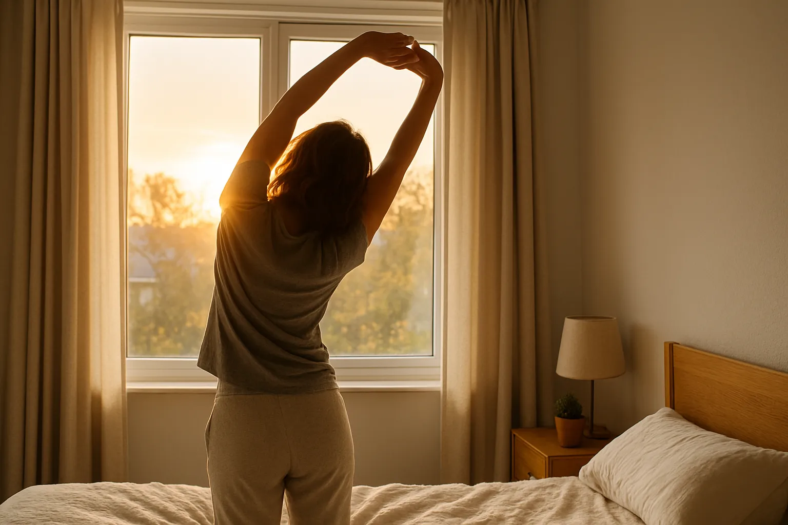 Pessoa praticando jejum intermitente pela manhã, demonstrando como o corpo produz energia através da gliconeogênese