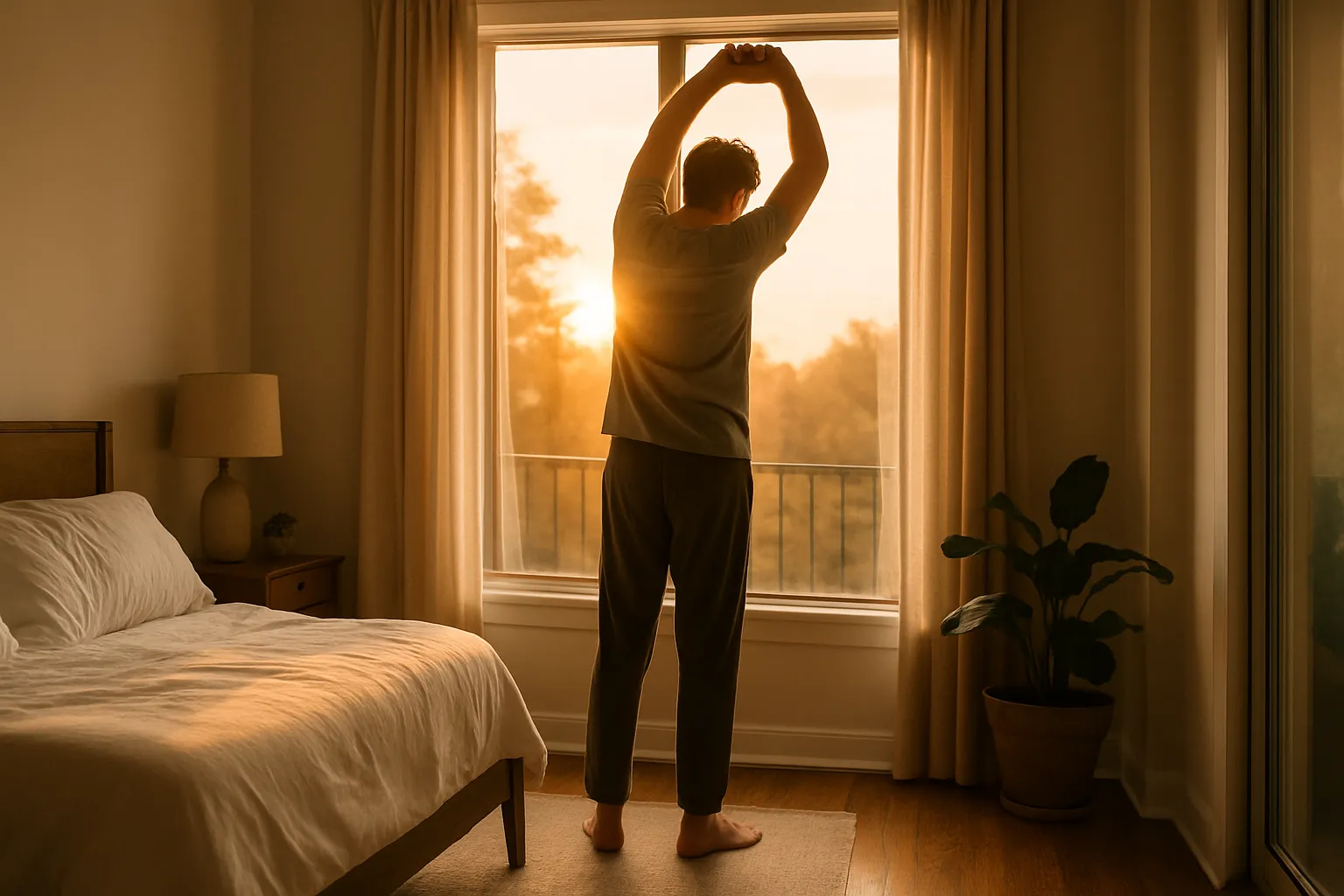 Pessoa caminhando descalça em grama verde úmida pela manhã, demonstrando a prática de grounding para conexão com a Terra