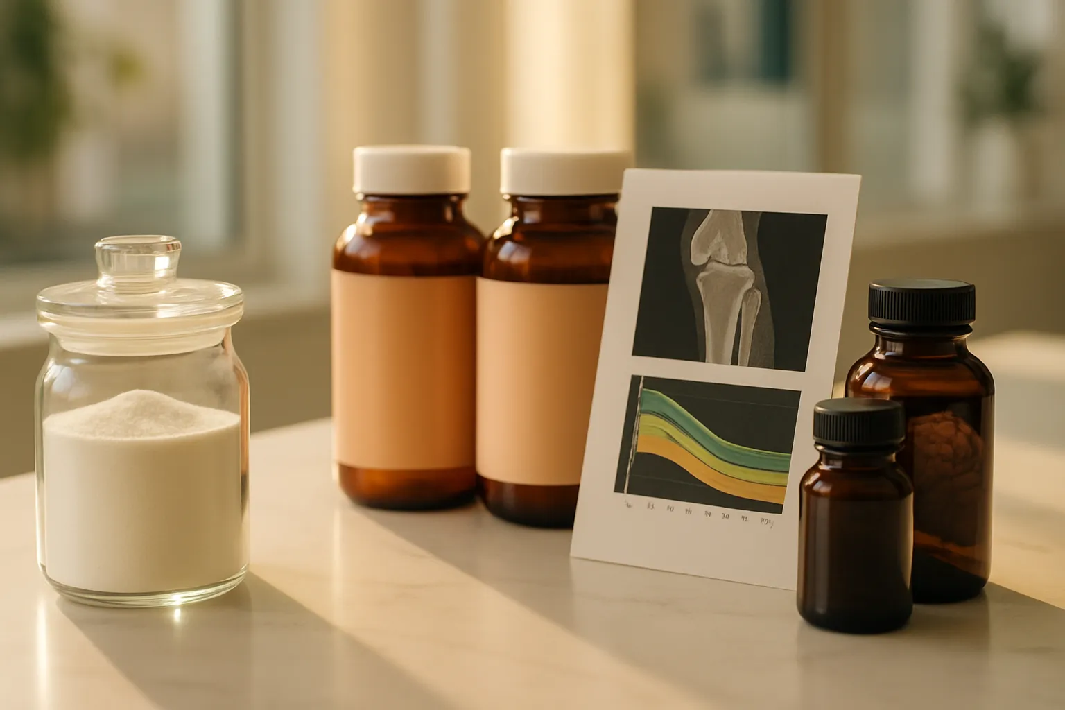 Suplemento de creatina monohidratada com exames de densidade óssea e suplementos para saúde cerebral feminina em clínica contemporânea