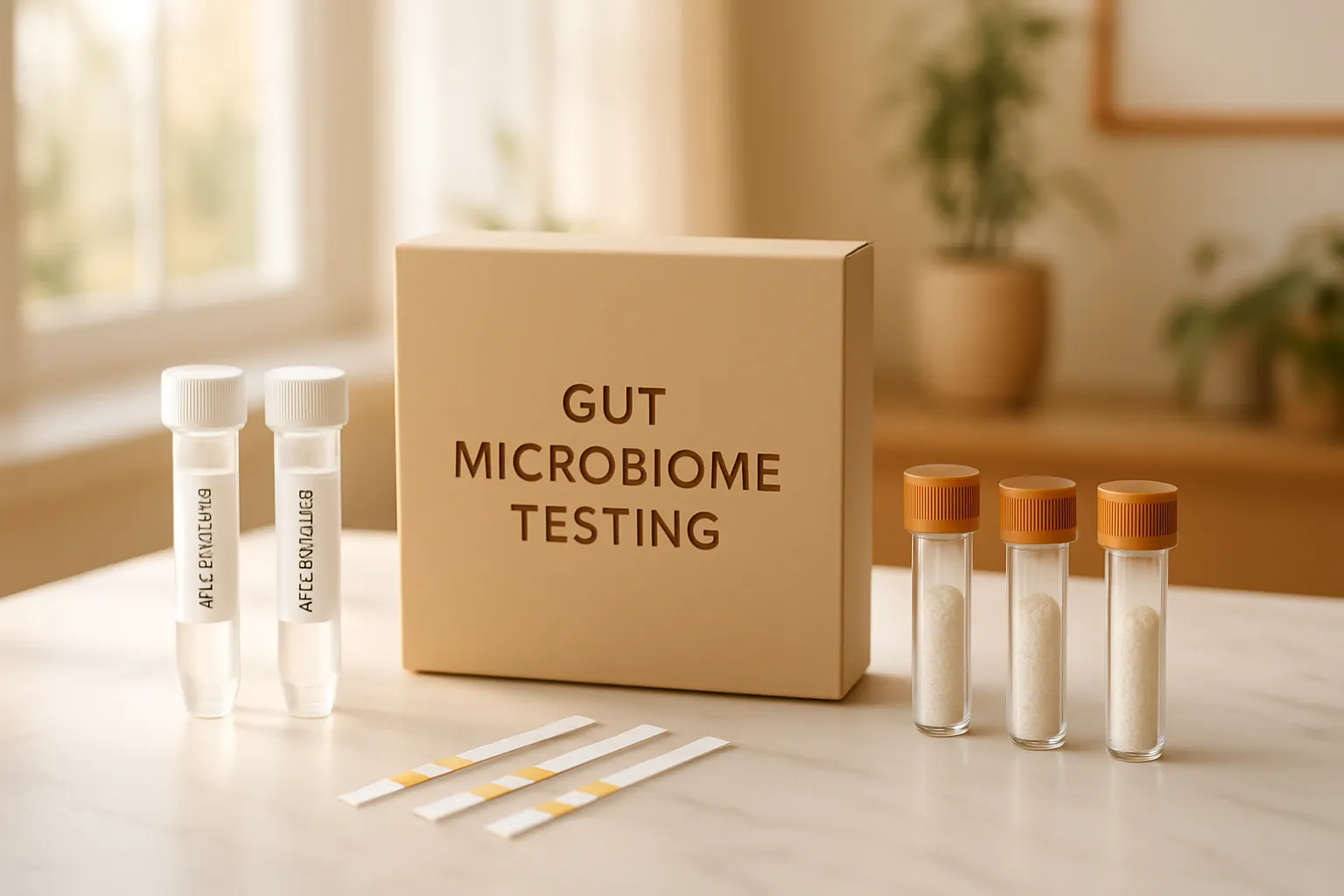 Kit profissional de análise do estroboloma com tubos de coleta para teste de beta-glucuronidase e marcadores de metabolização de estrogênio em ambiente clínico acolhedor