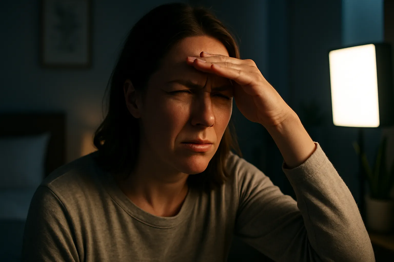 Mulher com dificuldade de visão noturna, sintoma comum de deficiência de vitamina A