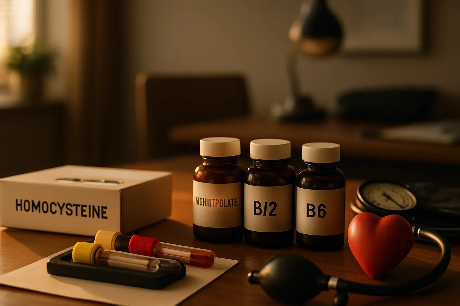 Teste de Homocisteína e Saúde Cardiovascular Kit de teste de homocisteína com suplementos de metilfolato, B12 e B6 para saúde cardiovascular e controle de homocisteína elevada