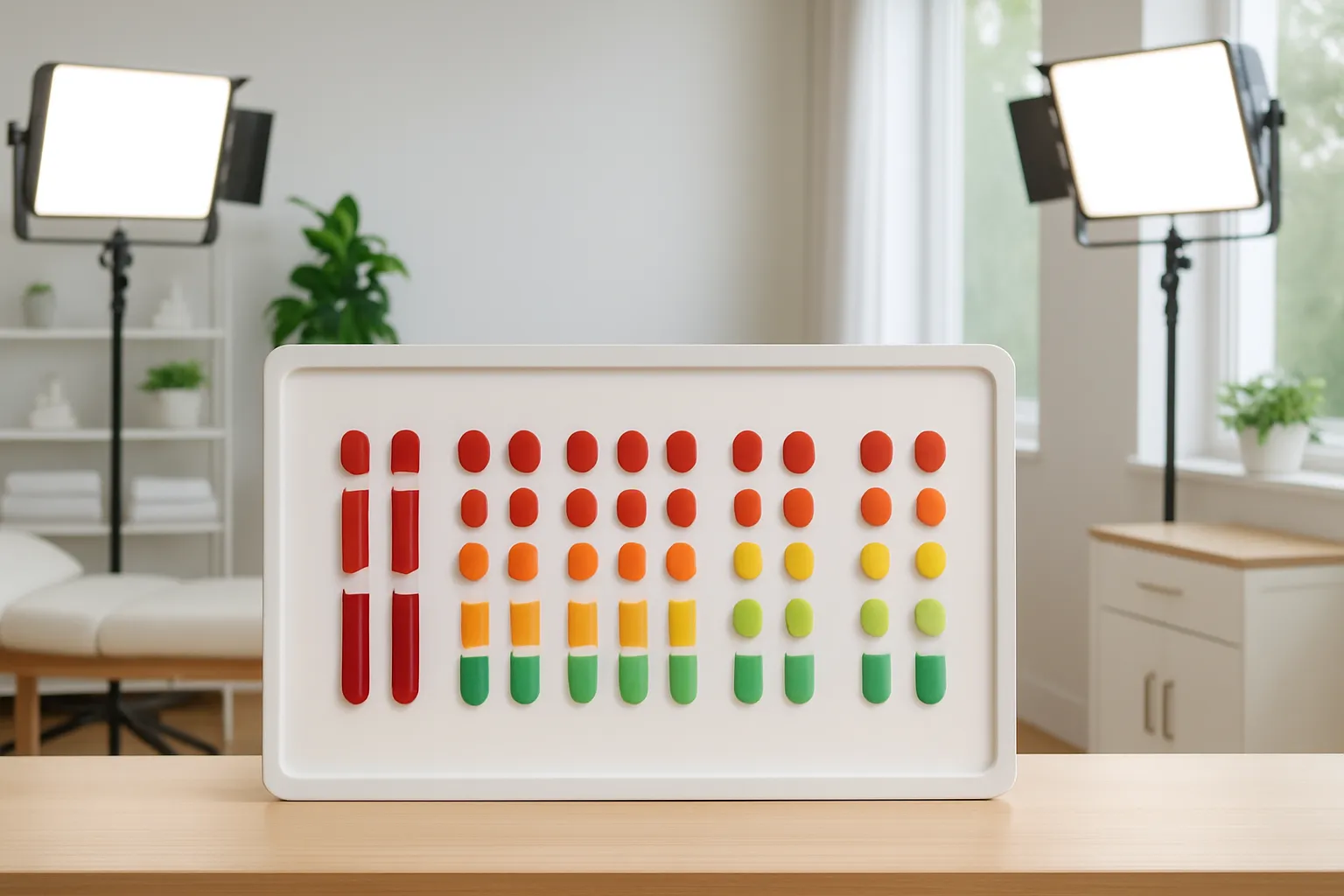 Sequência visual mostrando evolução de biomarcadores em protocolo de tratamento personalizado