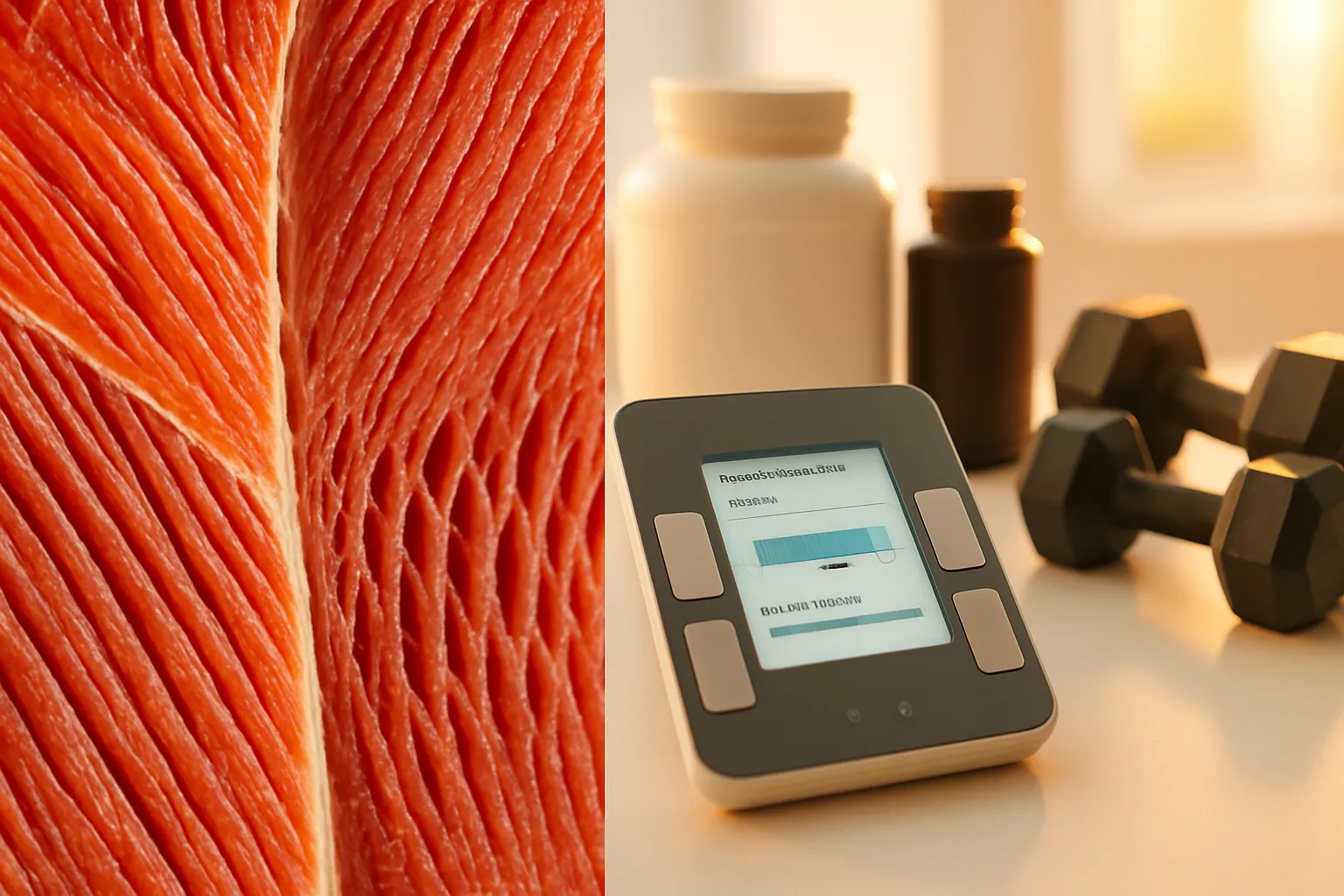 Perda de Massa Muscular Detalhe de composição corporal mostrando perda de massa muscular durante tratamento com semaglutida