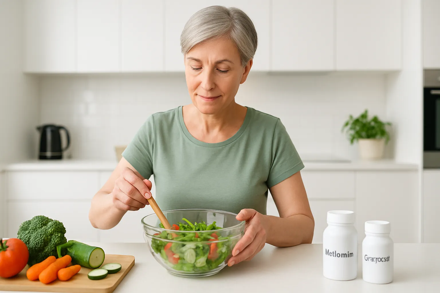 Rotina diária mostrando fatores de risco para deficiência de vitamina B12, incluindo dieta vegetariana e medicamentos
