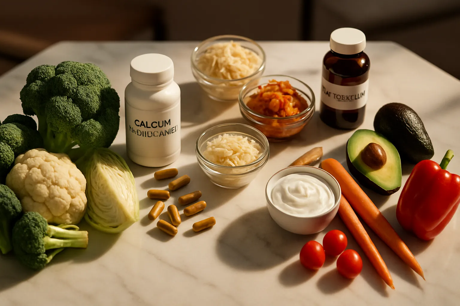 Protocolo nutricional completo com alimentos ricos em fibras, suplementos e probióticos específicos para controle da beta-glucuronidase