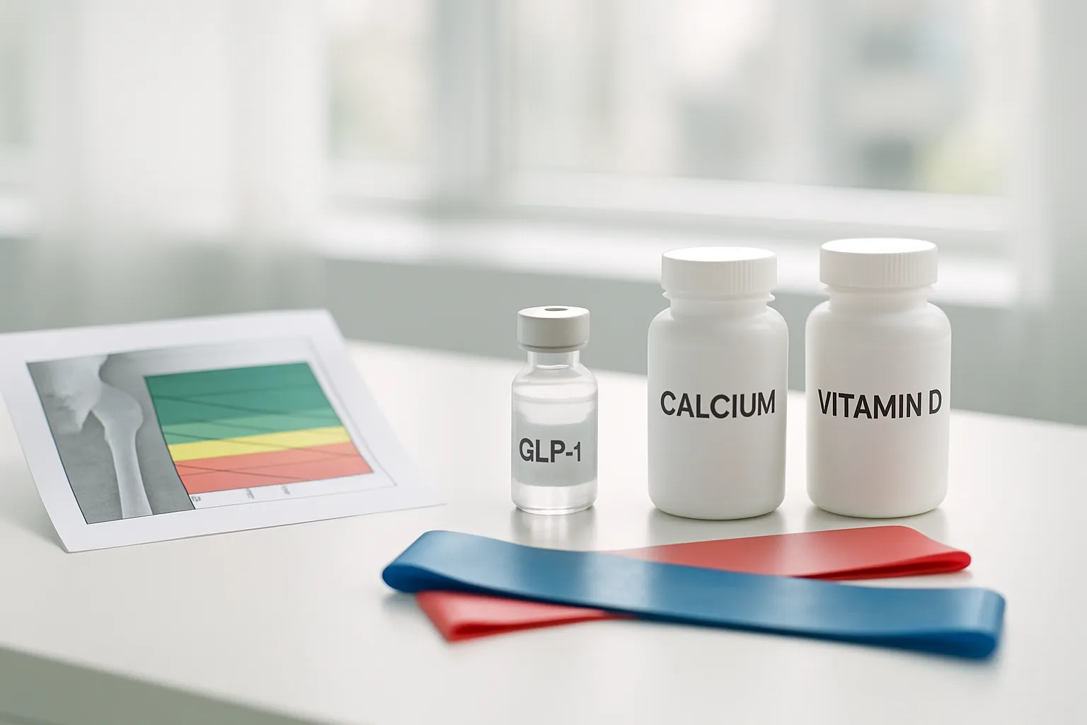 Ferramentas e protocolos para prevenção de fraturas ósseas incluindo avaliação de densidade e tratamento com GLP-1