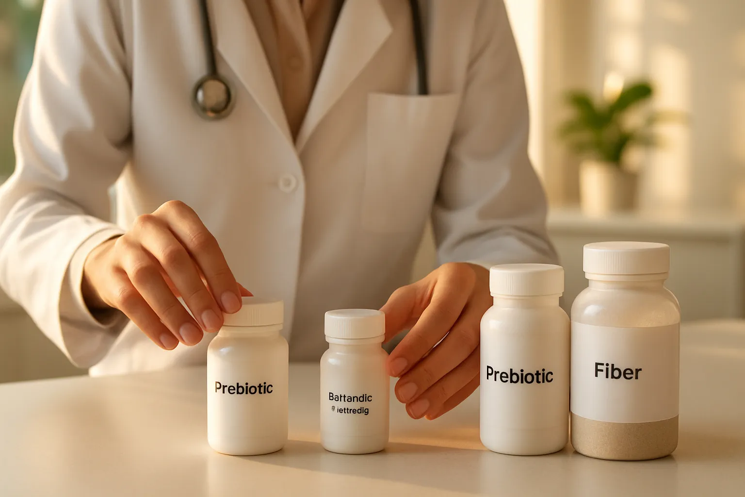 Protocolo Personalizado de Probióticos Nutricionista organizando protocolo personalizado com probióticos e prebióticos específicos para tratamento de disbiose intestinal