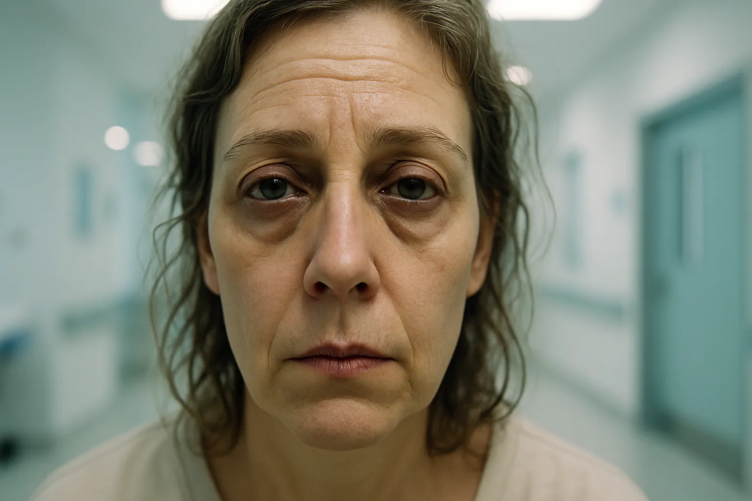 Mulher na menopausa mostrando sinais visíveis de fadiga crônica e perda de vitalidade causados por baixa testosterona