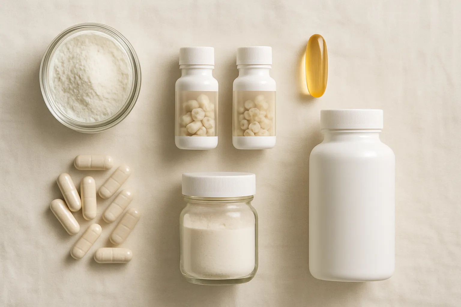 Arranjo organizado de suplementos para restaurar a barreira intestinal incluindo L-glutamina, zinco carnosina, ômega-3 e probióticos específicos