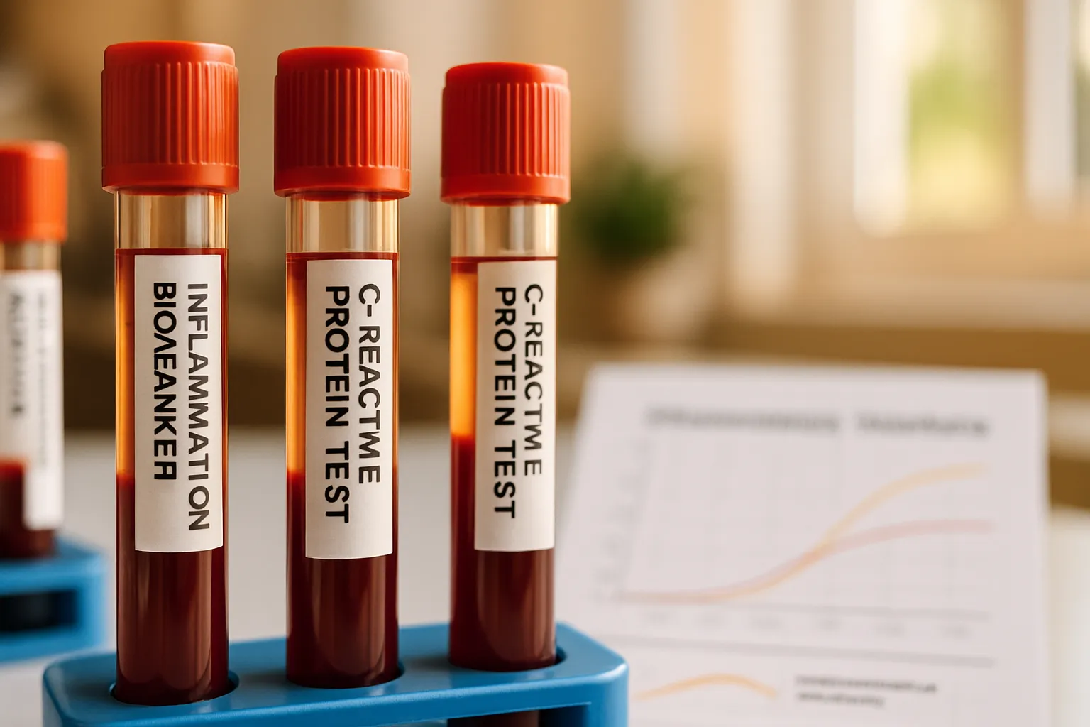 Detalhe macro de tubos de teste para marcadores de inflamação sistêmica e biomarcadores relacionados à resistência à insulina
