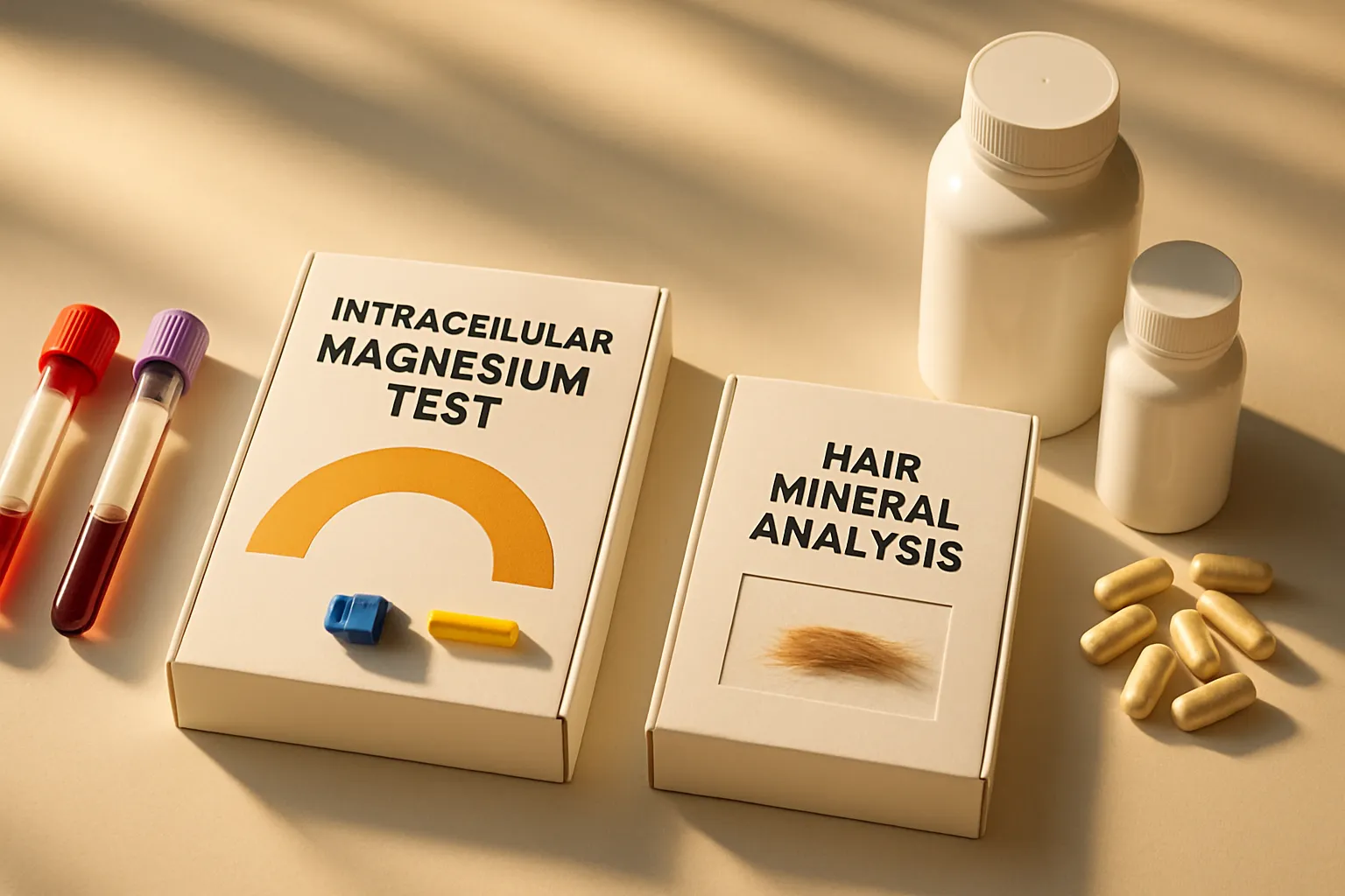 Kit de testes funcionais para diagnóstico de deficiência de magnésio incluindo análise intracelular e mineral capilar