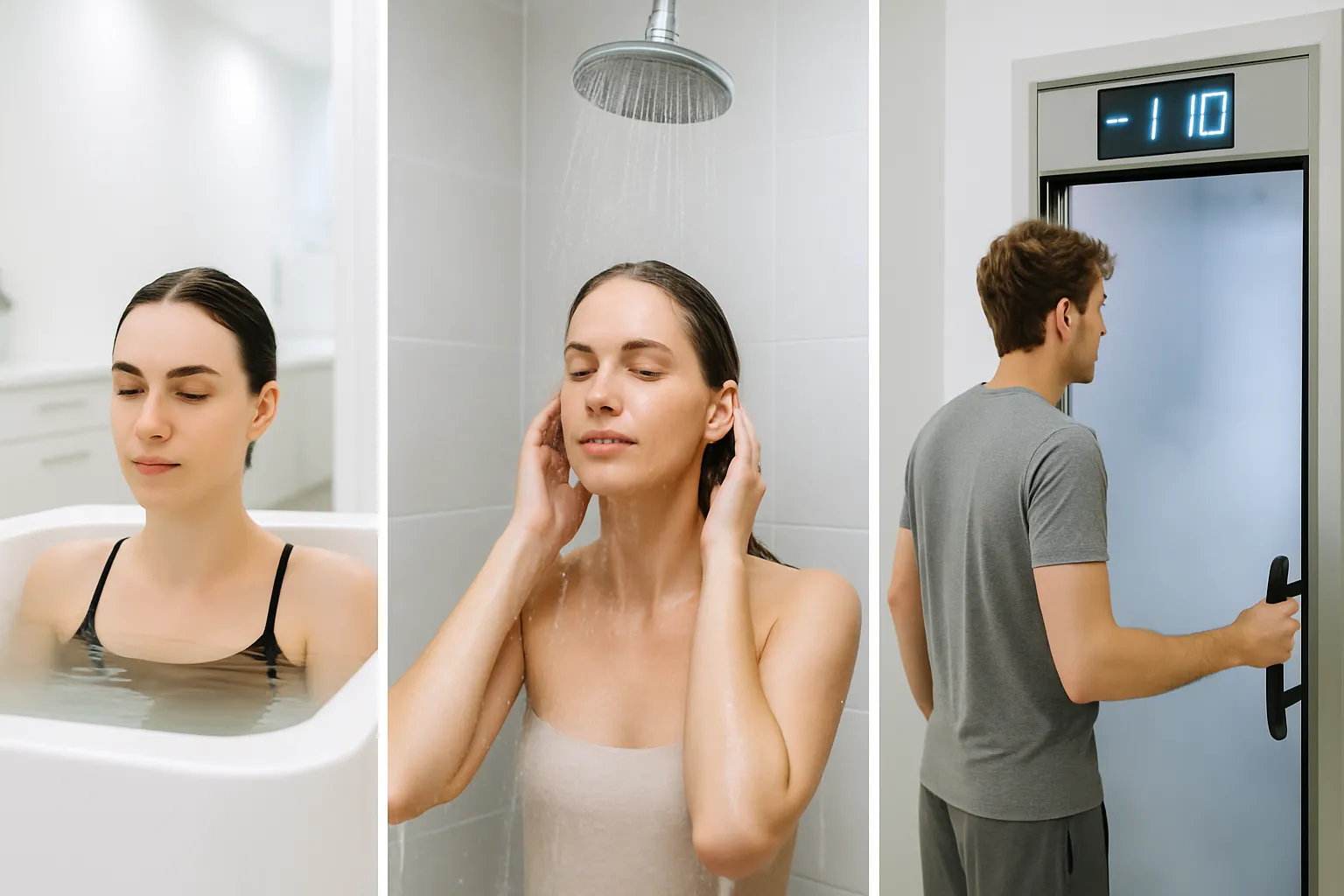 Três modalidades diferentes de exposição ao frio (imersão controlada, chuveiro caseiro e crioterapia) mostrando as diferenças significativas entre protocolos