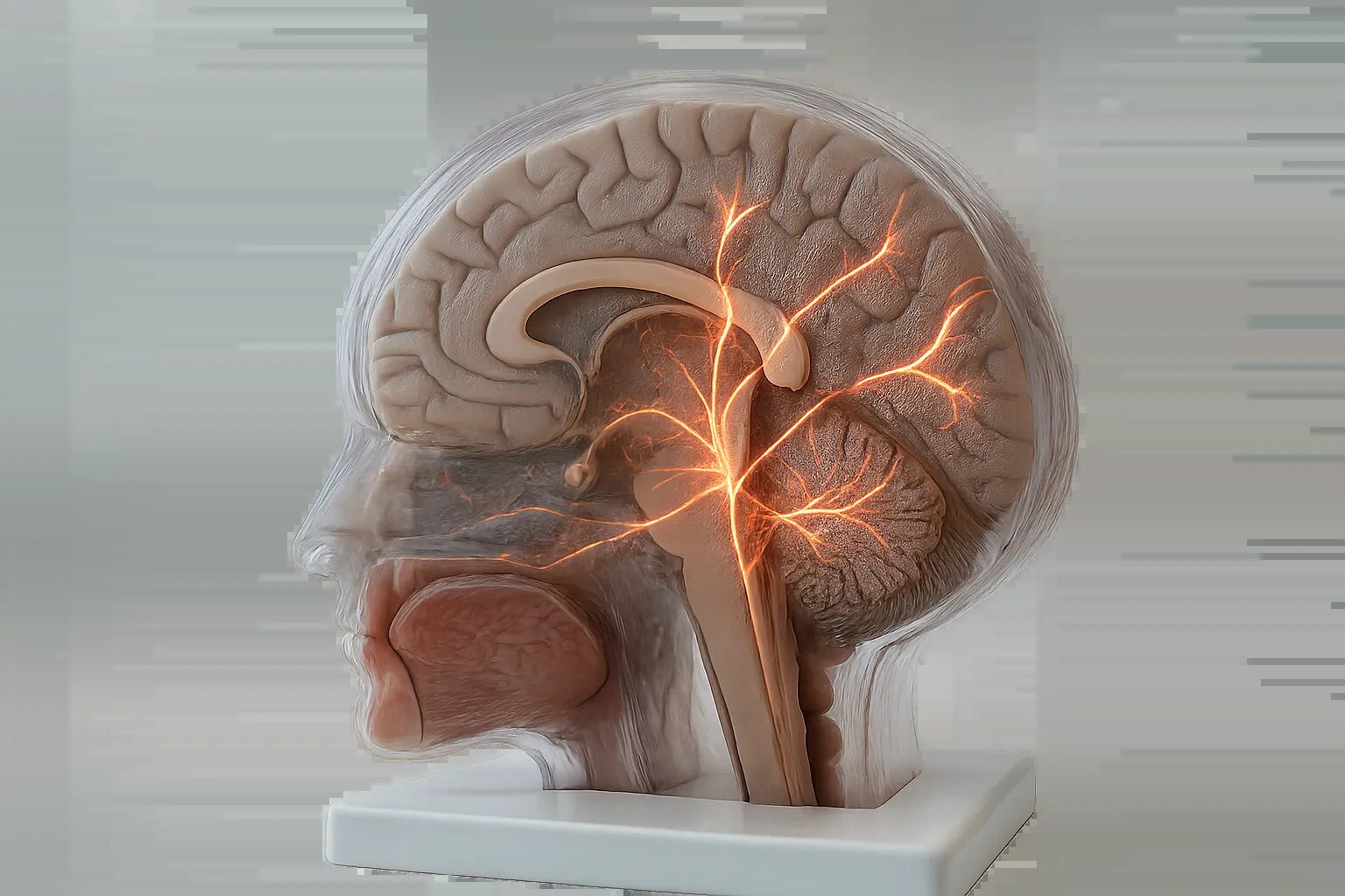 Modelo anatômico cerebral demonstrando as vias de receptores de melanocortina envolvidos na regulação do desejo sexual